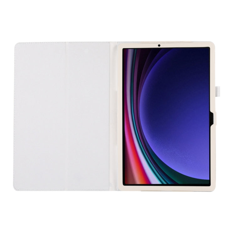 For Samsung Galaxy Tab S9 Ultra Litchi Texture Leather Tablet Case with Holder(White)