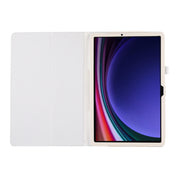 For Samsung Galaxy Tab S9 Ultra Litchi Texture Leather Tablet Case with Holder(White)