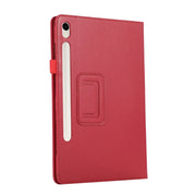 For Samsung Galaxy Tab S9 Ultra Litchi Texture Leather Tablet Case with Holder(Red)