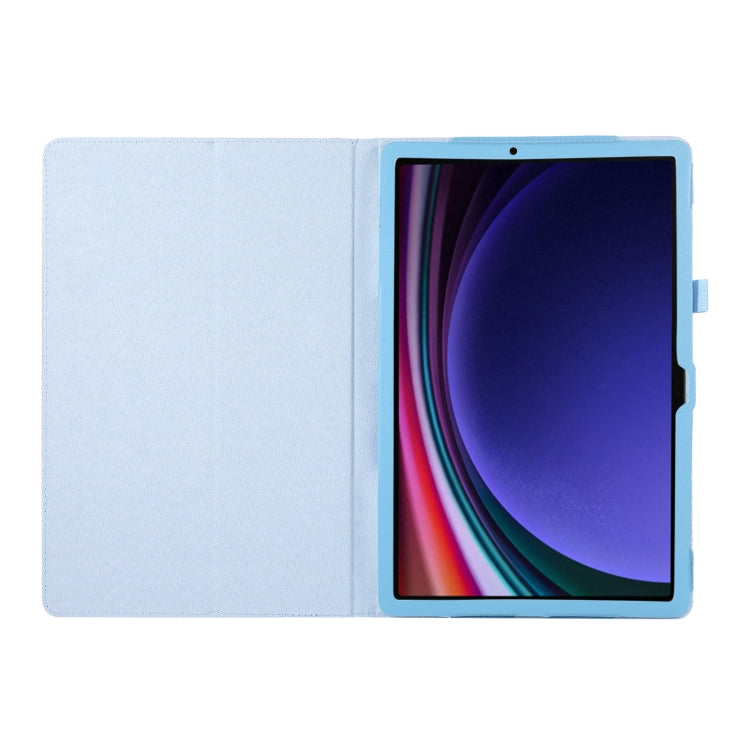 For Samsung Galaxy Tab S9 Ultra Litchi Texture Leather Tablet Case with Holder(Sky Blue)