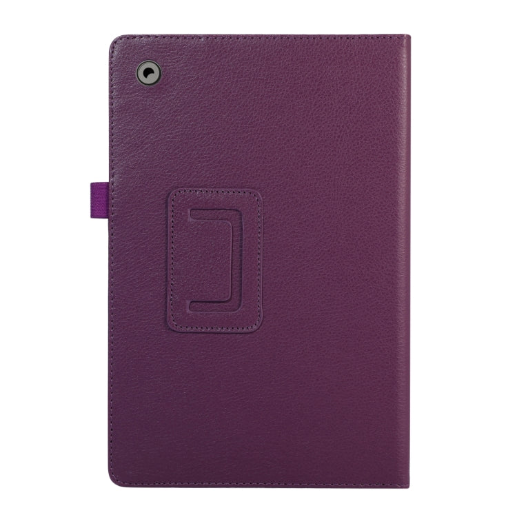 For Samsung Galaxy Tab A9+ Litchi Texture Leather Tablet Case with Holder(Purple)