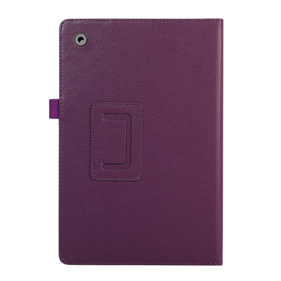For Samsung Galaxy Tab A9+ Litchi Texture Leather Tablet Case with Holder(Purple)