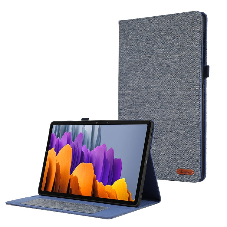 For Samsung Galaxy Tab S10 FE / S9 FE Fabric Texture Horizontal Flip Leather Tablet Case(Dark Blue)