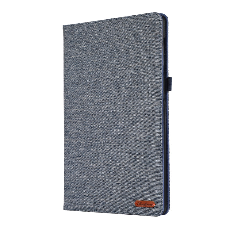 For Samsung Galaxy Tab S10 FE / S9 FE Fabric Texture Horizontal Flip Leather Tablet Case(Dark Blue)