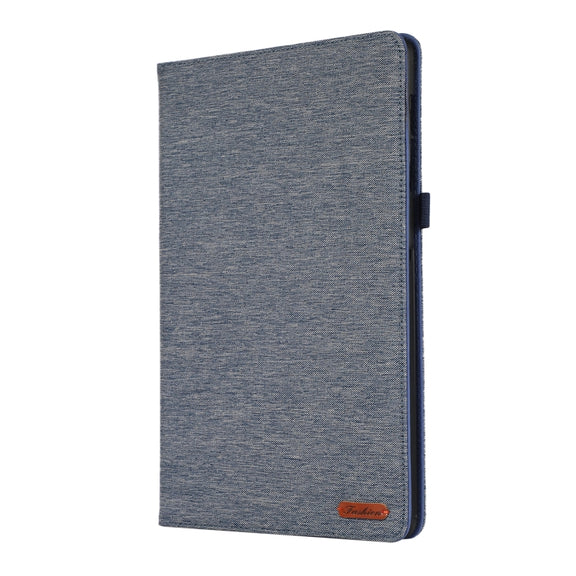 For Samsung Galaxy Tab S10 FE / S9 FE Fabric Texture Horizontal Flip Leather Tablet Case(Dark Blue)