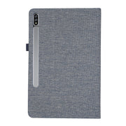 For Samsung Galaxy Tab S10 FE / S9 FE Fabric Texture Horizontal Flip Leather Tablet Case(Dark Blue)