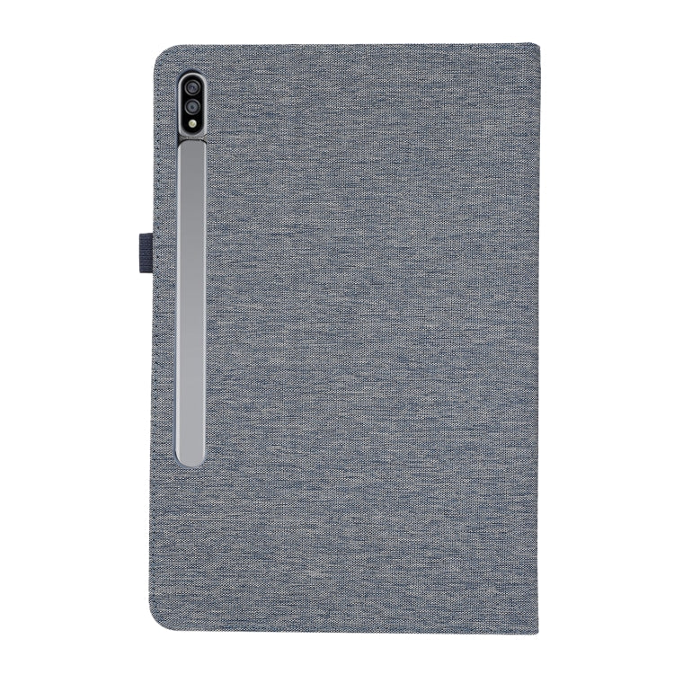 For Samsung Galaxy Tab S10 FE / S9 FE Fabric Texture Horizontal Flip Leather Tablet Case(Dark Blue)