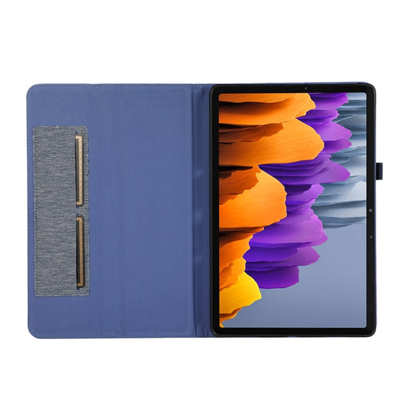 For Samsung Galaxy Tab S10 FE / S9 FE Fabric Texture Horizontal Flip Leather Tablet Case(Dark Blue)