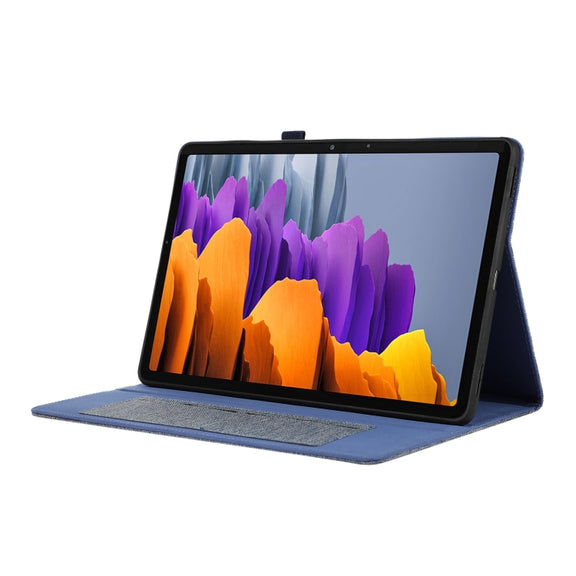 For Samsung Galaxy Tab S10 FE / S9 FE Fabric Texture Horizontal Flip Leather Tablet Case(Dark Blue)