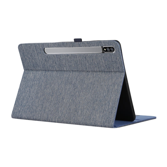 For Samsung Galaxy Tab S10 FE / S9 FE Fabric Texture Horizontal Flip Leather Tablet Case(Dark Blue)