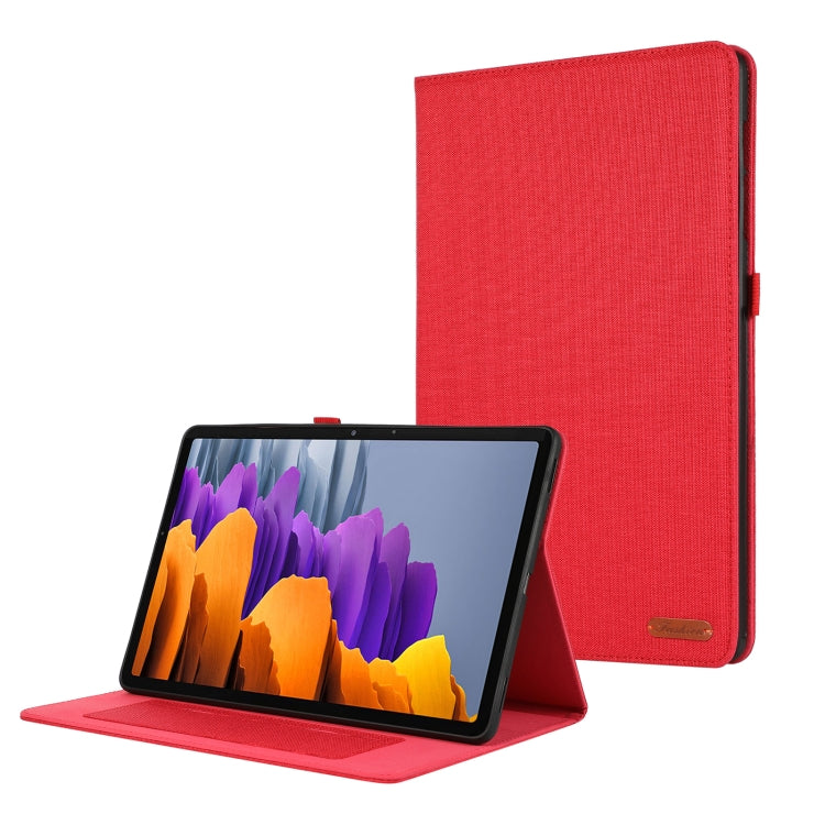 For Samsung Galaxy Tab S9 Horizontal Flip TPU + Fabric PU Leather Tablet Case(Red)