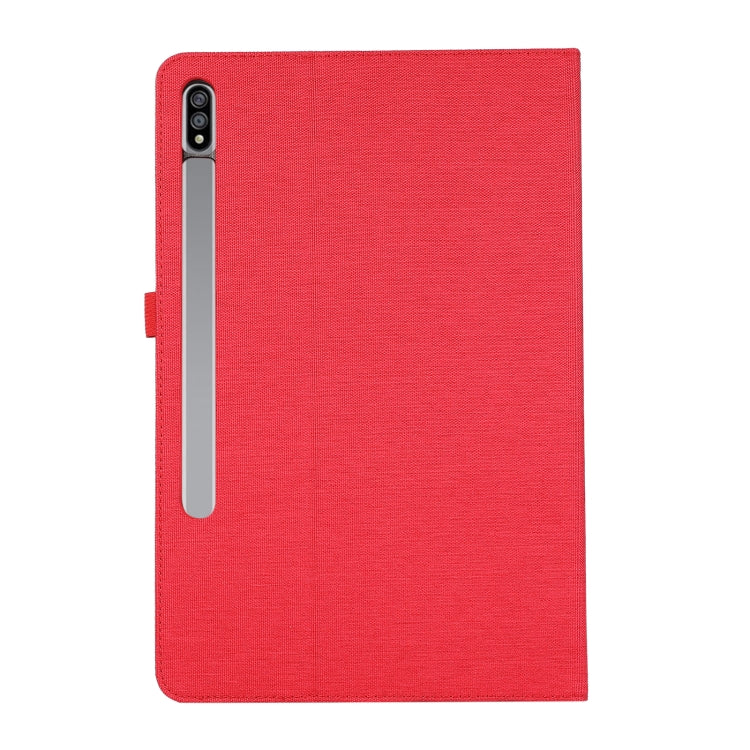 For Samsung Galaxy Tab S9 Horizontal Flip TPU + Fabric PU Leather Tablet Case(Red)