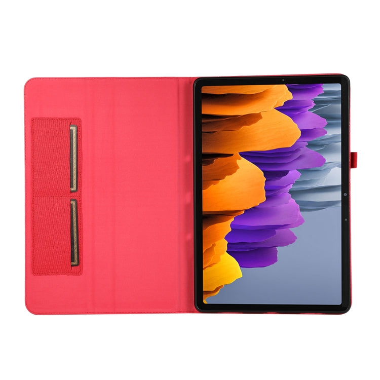 For Samsung Galaxy Tab S9 Horizontal Flip TPU + Fabric PU Leather Tablet Case(Red)