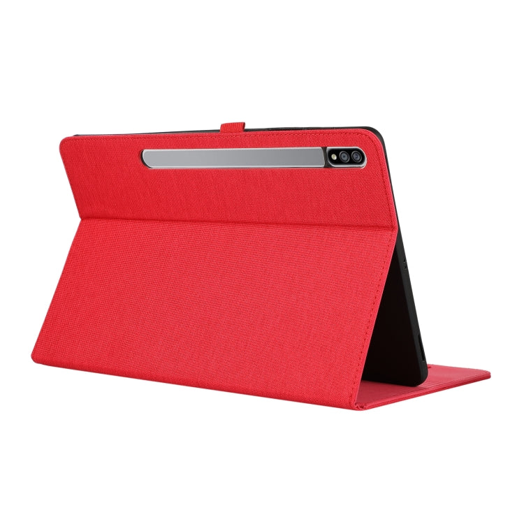 For Samsung Galaxy Tab S9 Horizontal Flip TPU + Fabric PU Leather Tablet Case(Red)