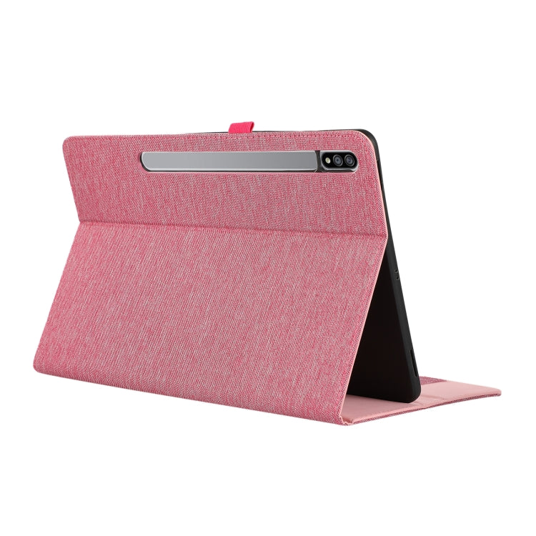 For Samsung Galaxy Tab S9 Horizontal Flip TPU + Fabric PU Leather Tablet Case(Rose Red)
