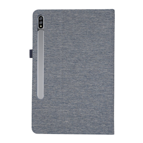 For Samsung Galaxy Tab S10 Ultra Horizontal Flip TPU + Fabric PU Leather Tablet Case(Dark Blue)