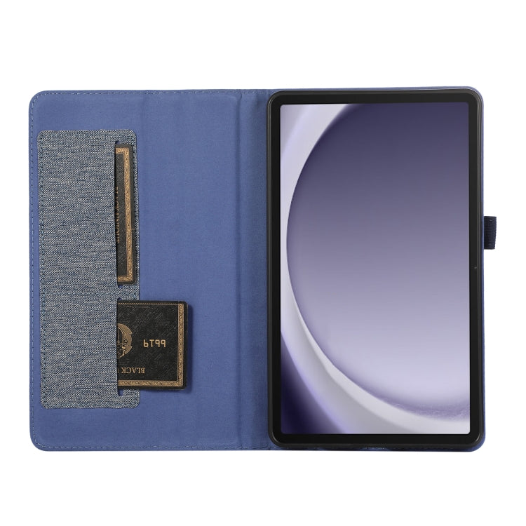 For Samsung Galaxy Tab A9+ Horizontal Flip TPU + Fabric PU Leather Tablet Case(Dark Blue)