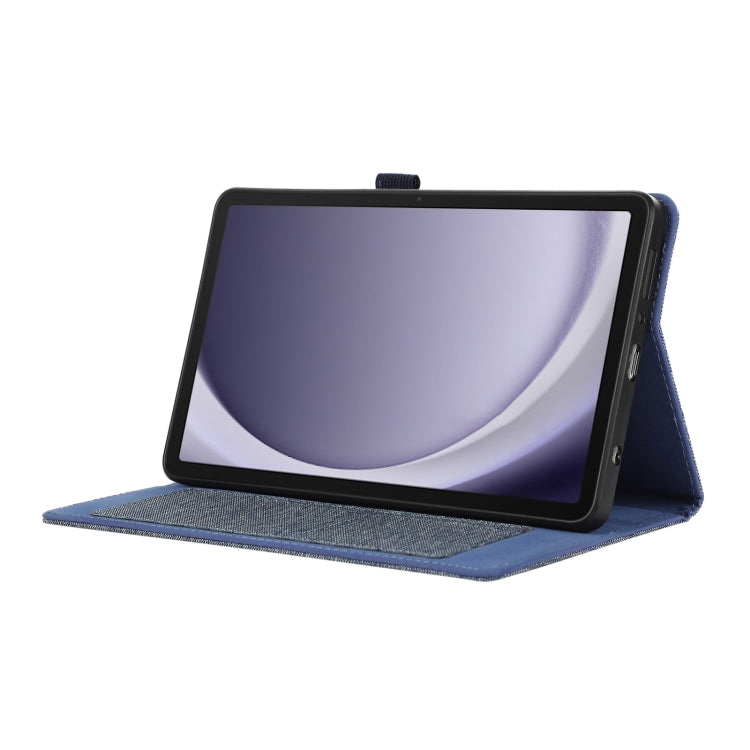 For Samsung Galaxy Tab A9+ Horizontal Flip TPU + Fabric PU Leather Tablet Case(Dark Blue)