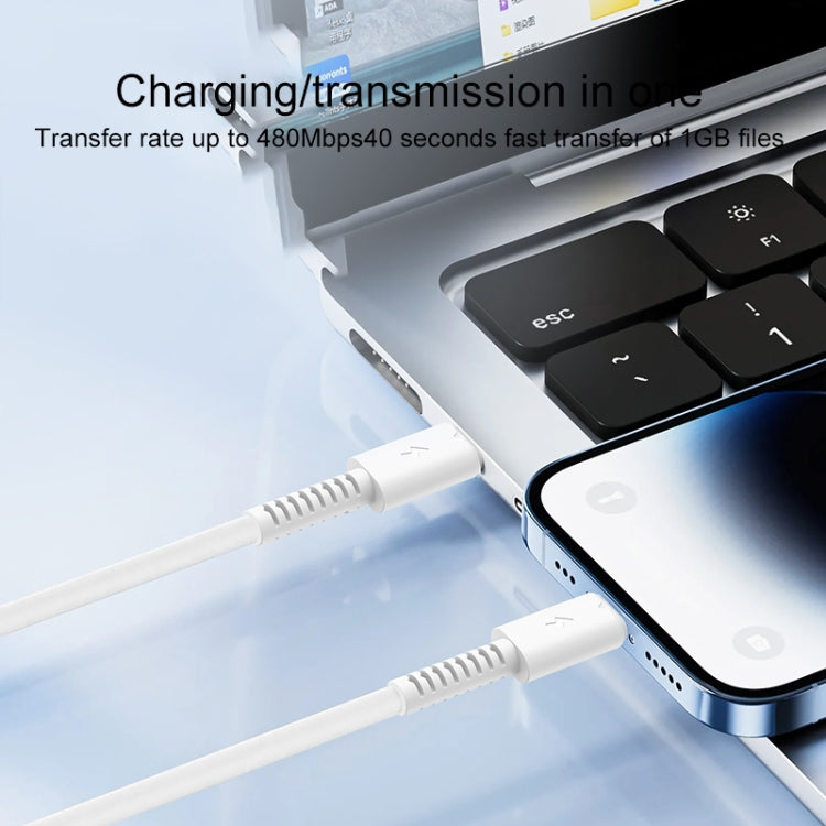 Yesido CA153 PD 20W USB-C / Type-C to 8 Pin Charging Data Cable, Length: 1m(White)