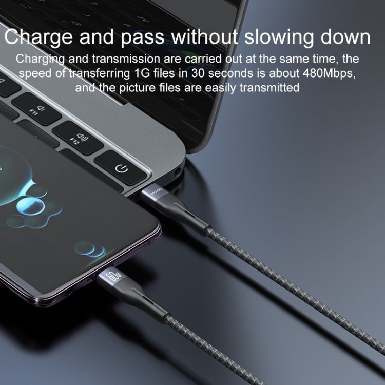 Yesido CA155 PD 20W USB-C / Type-C to 8 Pin Charging Data Cable, Length: 1m(Black)