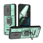 For OnePlus 11 5G Sliding Camshield TPU + PC Shockproof Phone Case with Holder(Green)