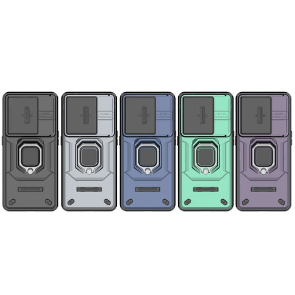 For OnePlus 11 5G Sliding Camshield TPU + PC Shockproof Phone Case with Holder(Green)