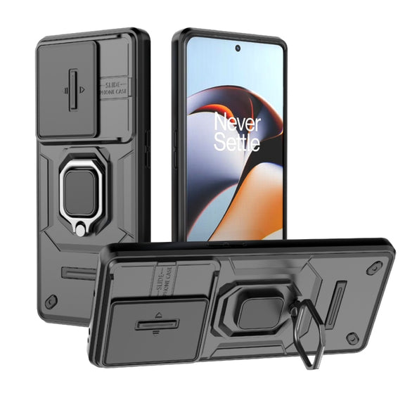 For OnePlus 11R 5G Sliding Camshield TPU + PC Shockproof Phone Case with Holder(Black)