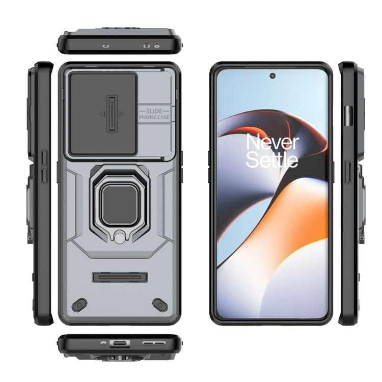For OnePlus 11R 5G Sliding Camshield TPU + PC Shockproof Phone Case with Holder(Grey)