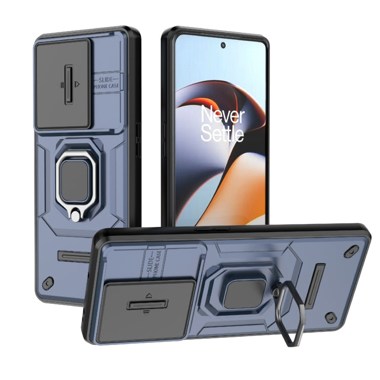For OnePlus 11R 5G Sliding Camshield TPU + PC Shockproof Phone Case with Holder(Blue)