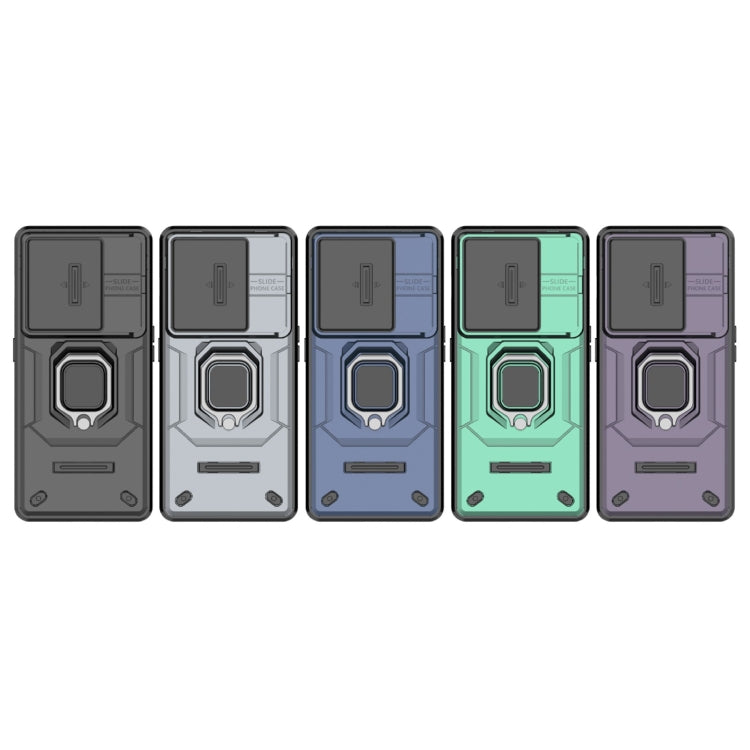 For OnePlus 11R 5G Sliding Camshield TPU + PC Shockproof Phone Case with Holder(Green)