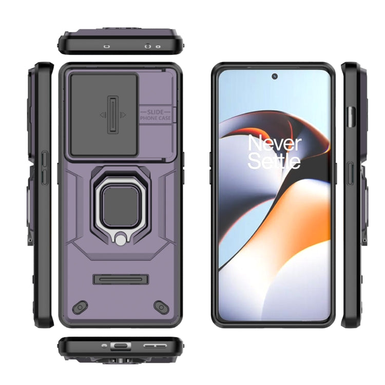 For OnePlus 11R 5G Sliding Camshield TPU + PC Shockproof Phone Case with Holder(Purple)