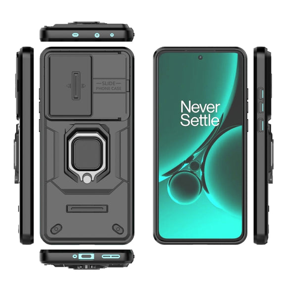 For OnePlus Nord CE3 5G Sliding Camshield TPU + PC Shockproof Phone Case with Holder(Black)
