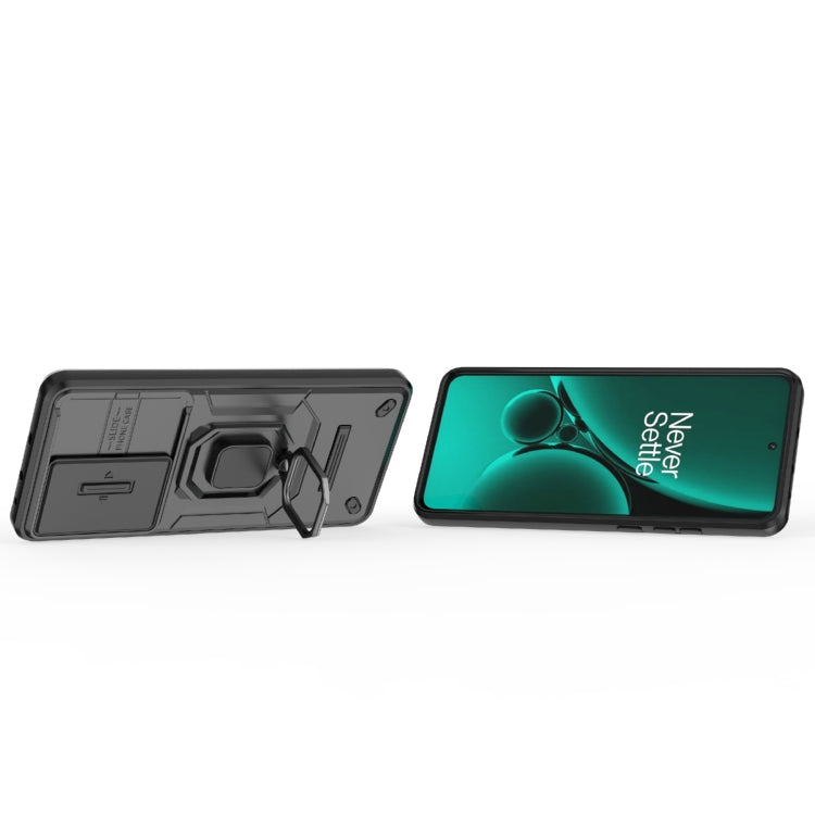 For OnePlus Nord CE3 5G Sliding Camshield TPU + PC Shockproof Phone Case with Holder(Black)