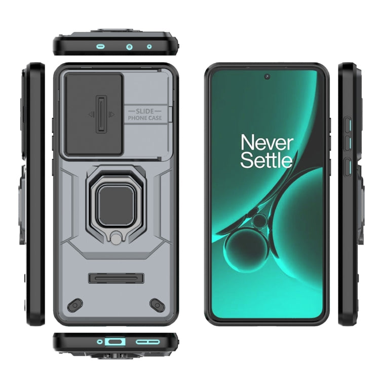 For OnePlus Nord CE3 5G Sliding Camshield TPU + PC Shockproof Phone Case with Holder(Grey)