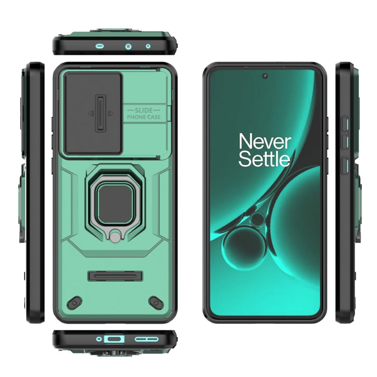 For OnePlus Nord CE3 5G Sliding Camshield TPU + PC Shockproof Phone Case with Holder(Green)