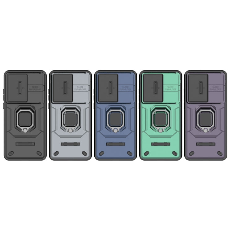 For OnePlus Nord CE3 5G Sliding Camshield TPU + PC Shockproof Phone Case with Holder(Green)