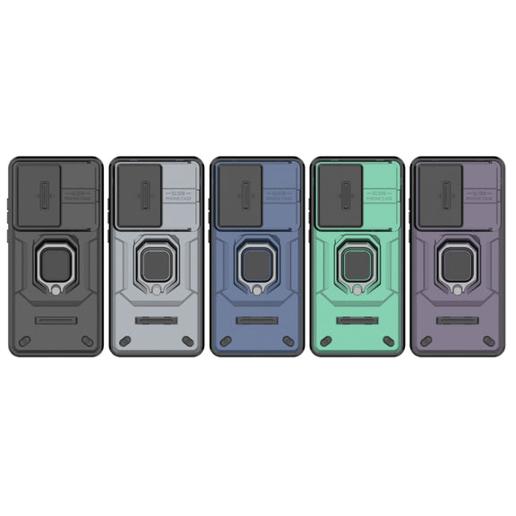 For OnePlus Nord CE3 5G Sliding Camshield TPU + PC Shockproof Phone Case with Holder(Green)