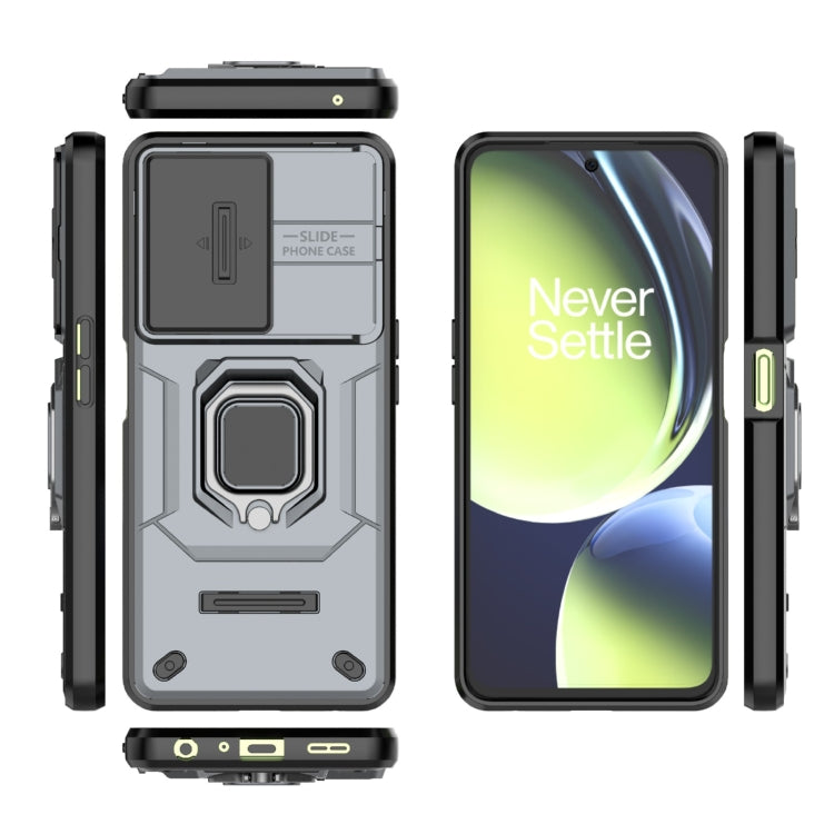 For OnePlus Nord CE 3 Lite 5G Sliding Camshield TPU + PC Shockproof Phone Case with Holder(Grey)