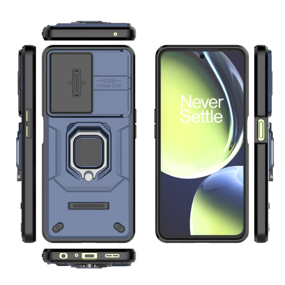 For OnePlus Nord CE 3 Lite 5G Sliding Camshield TPU + PC Shockproof Phone Case with Holder(Blue)