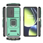 For OnePlus Nord CE 3 Lite 5G Sliding Camshield TPU + PC Shockproof Phone Case with Holder(Green)