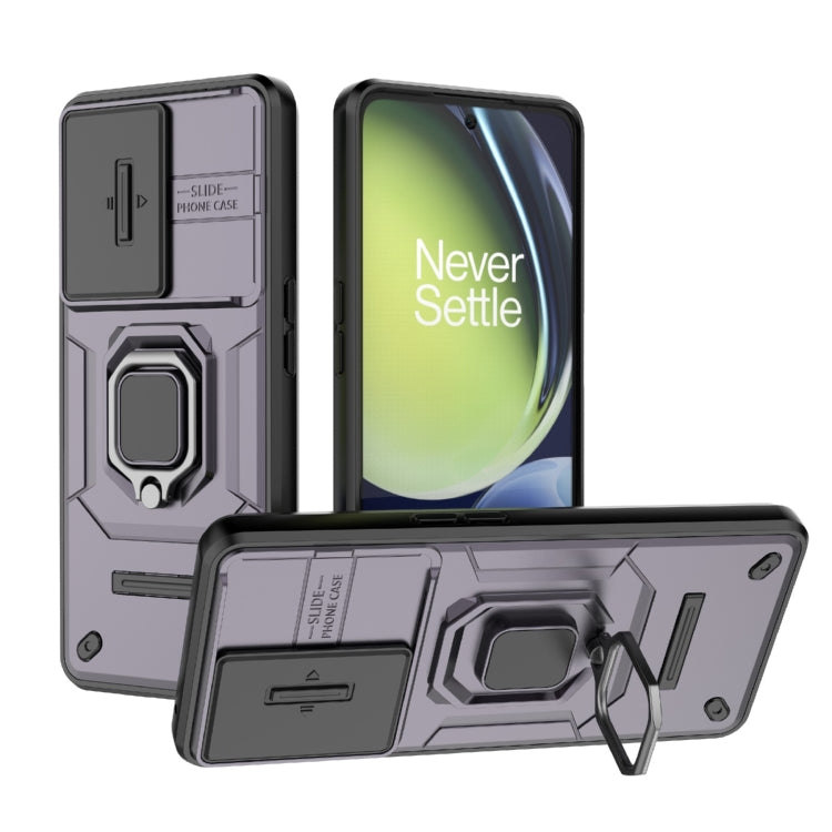 For OnePlus Nord CE 3 Lite 5G Sliding Camshield TPU + PC Shockproof Phone Case with Holder(Purple)