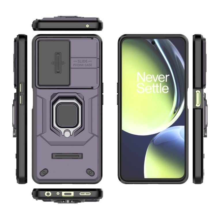 For OnePlus Nord CE 3 Lite 5G Sliding Camshield TPU + PC Shockproof Phone Case with Holder(Purple)