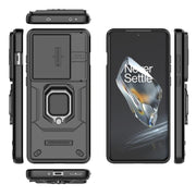 For OnePlus 12 5G Sliding Camshield TPU + PC Shockproof Phone Case with Holder(Black)