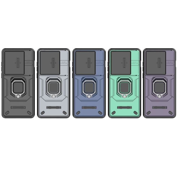 For OnePlus 12 5G Sliding Camshield TPU + PC Shockproof Phone Case with Holder(Black)