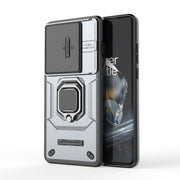 For OnePlus 12 5G Sliding Camshield TPU + PC Shockproof Phone Case with Holder(Grey)