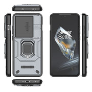 For OnePlus 12 5G Sliding Camshield TPU + PC Shockproof Phone Case with Holder(Grey)