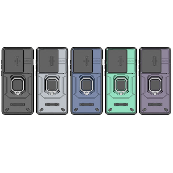 For OnePlus 12 5G Sliding Camshield TPU + PC Shockproof Phone Case with Holder(Grey)