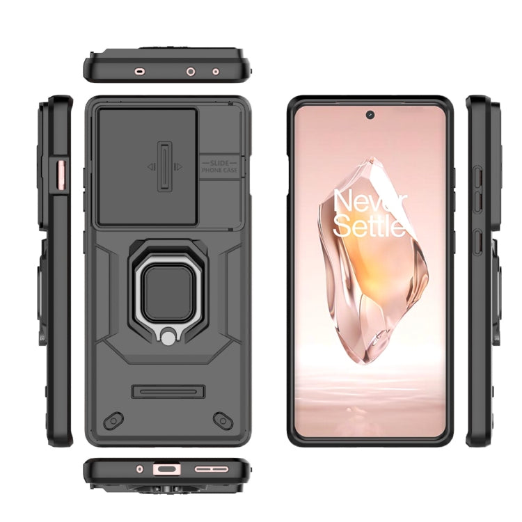 For OnePlus ACE 3 5G Sliding Camshield TPU + PC Shockproof Phone Case with Holder(Black)