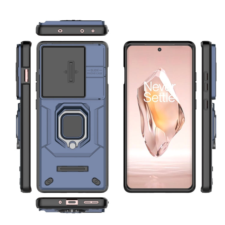 For OnePlus ACE 3 5G Sliding Camshield TPU + PC Shockproof Phone Case with Holder(Blue)