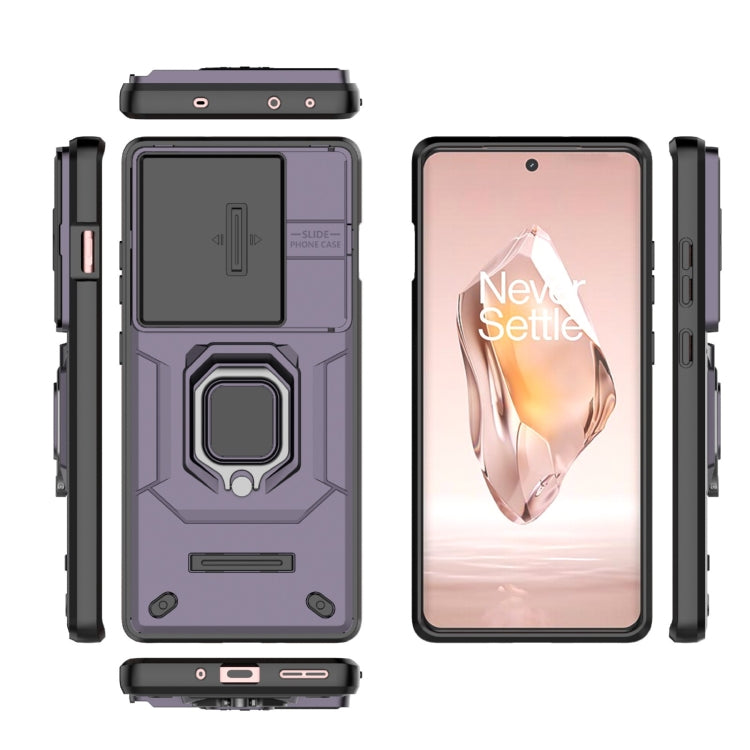 For OnePlus ACE 3 5G Sliding Camshield TPU + PC Shockproof Phone Case with Holder(Purple)